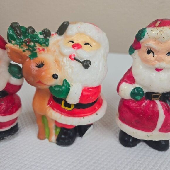 Vintage Gurly Halo Christmas Candle Lot 10 Santa Snowman Angel Tree Choir - Picture 12 of 16